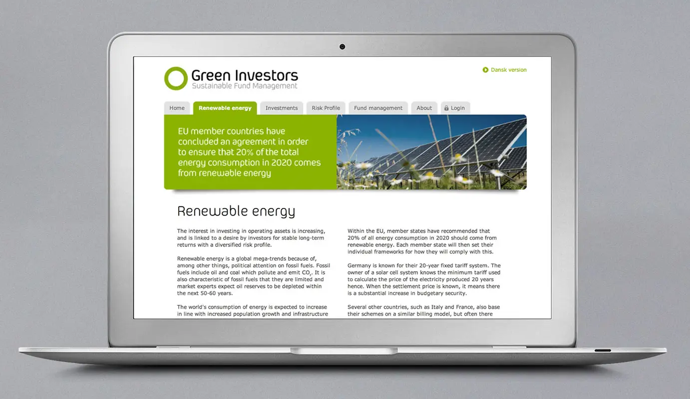 Green Investors website design